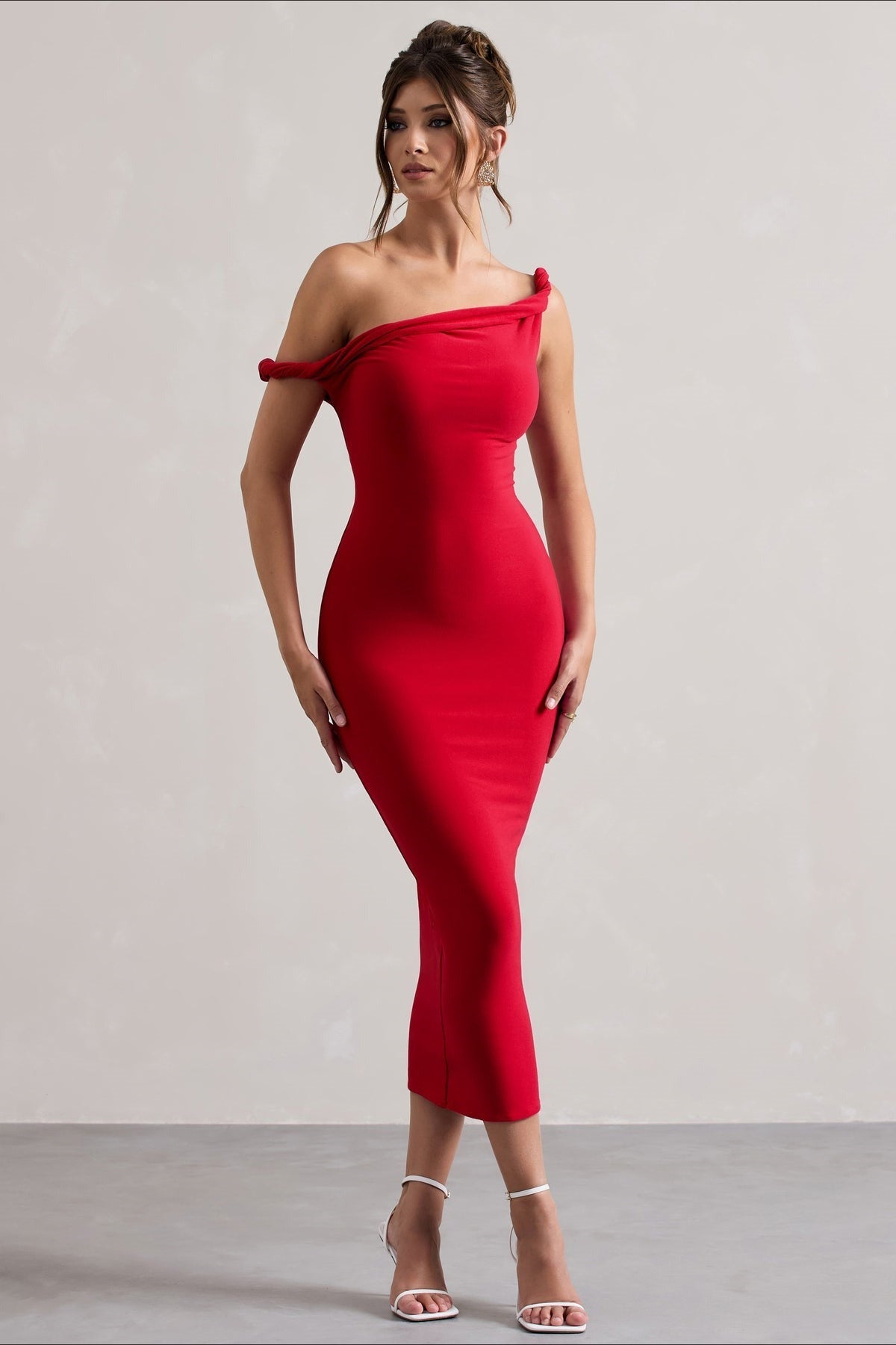 Bardot Rolled Hem Party Dress