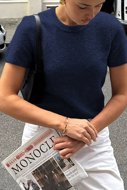 Casual Short Sleeve Pullover Sweater