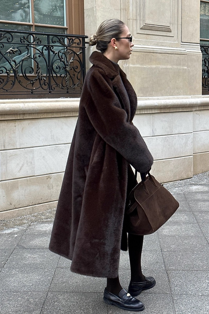 Belted Faux Mink Thick Fuzzy Extended Overcoat