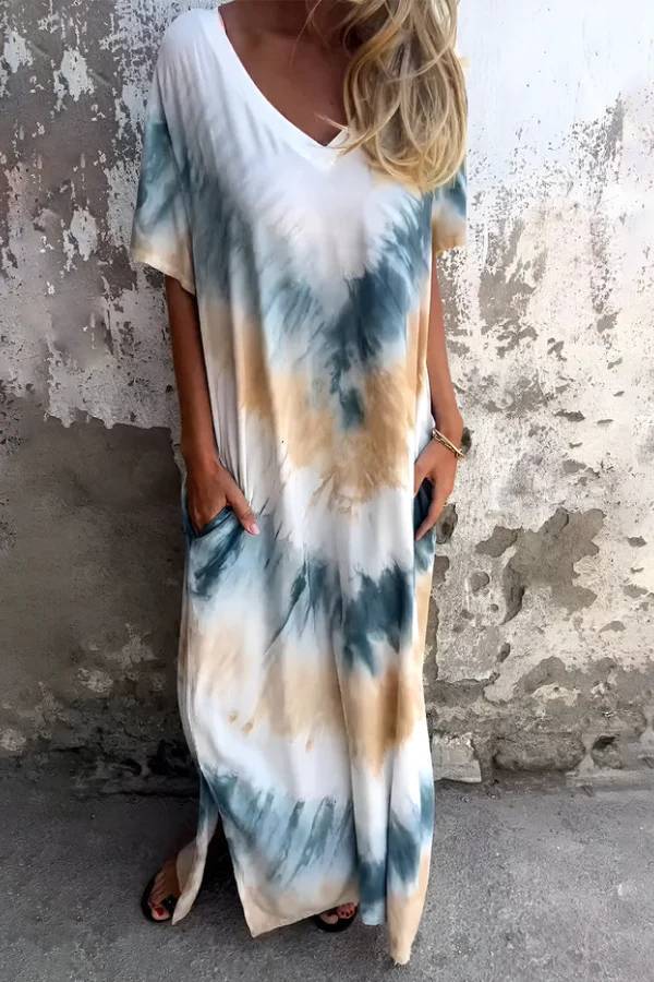 Plus-Size Printed Short-Sleeve Dress