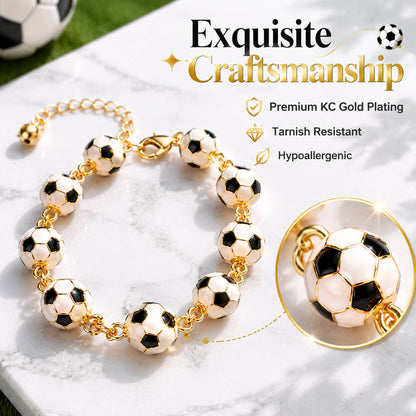 3D Enamel Soccer KC Gold Plated Adjustable Bracelet