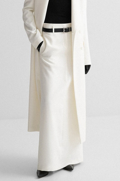Relaxed Fit White A Line Commuter Skirt