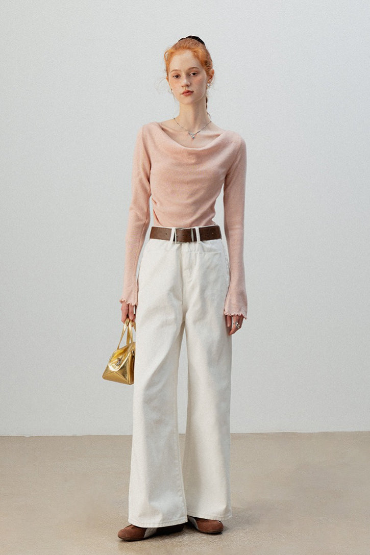 Layered Cowl Neck Knit Top