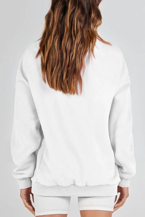 Women's Slit Mock Neck Oversized Sweatshirt