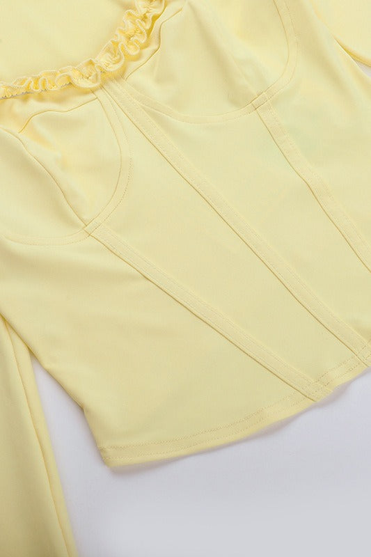 Lettuce Edge Waist Cinched Long Sleeve Tee