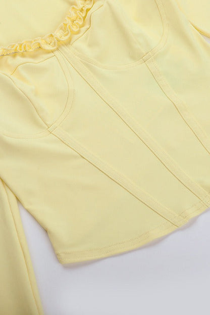 Lettuce Edge Waist Cinched Long Sleeve Tee