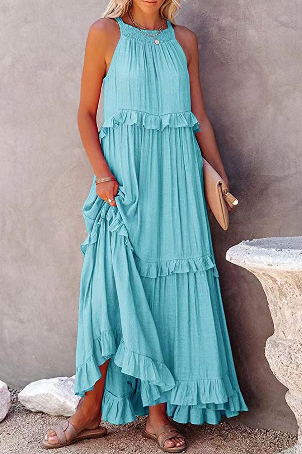 Irregular cake skirt sleeveless long mop skirt