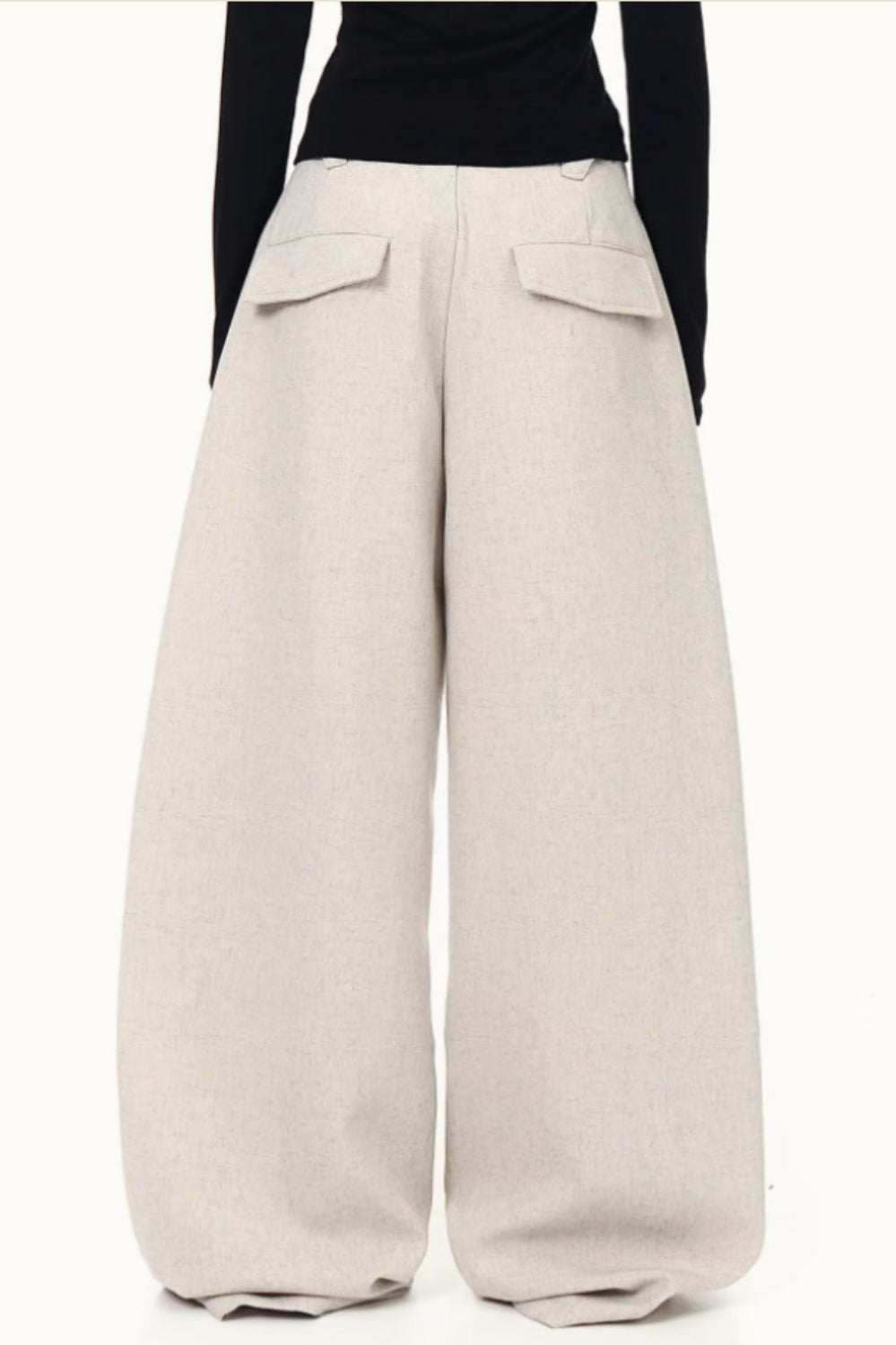 Pleated Tie Detail Wide Leg Draped Pants