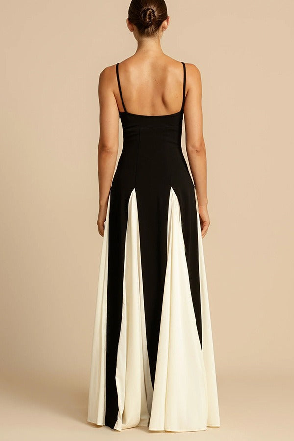 Chic Elegant Slim Colorblock Camisole Formal Dress