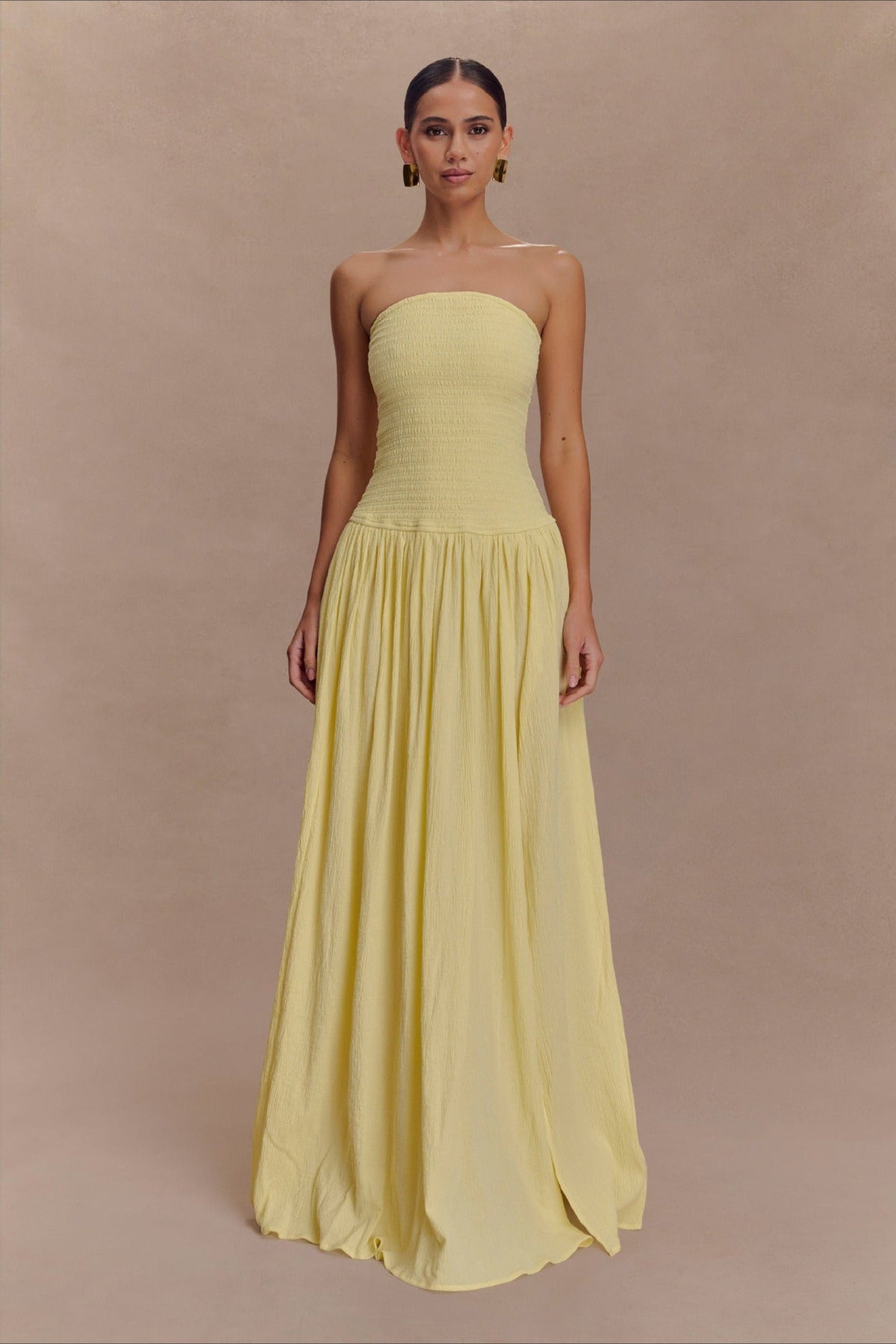 Solid Color Sleeveless Backless Ruched Corset Maxi Prom Dress