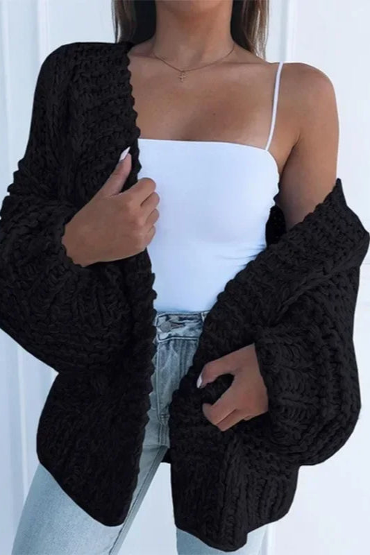 Plush Batwing Sleeve Knit Cardigan