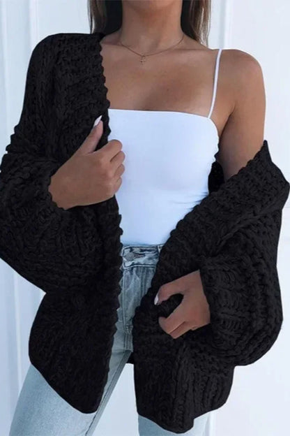 Plush Batwing Sleeve Knit Cardigan