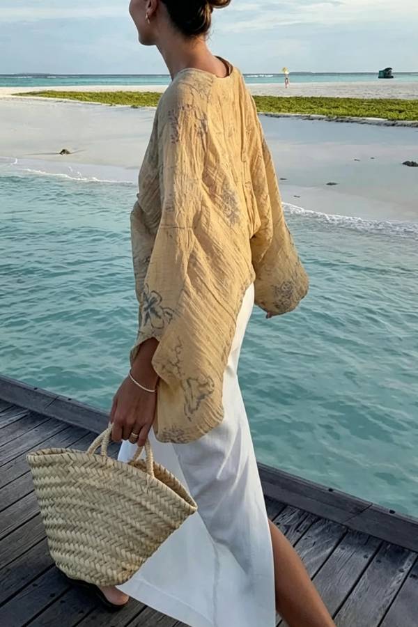 Bohemian Style Ibiza Embroidered Wide-sleeved Shirt