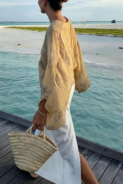 Bohemian Style Ibiza Embroidered Wide-sleeved Shirt