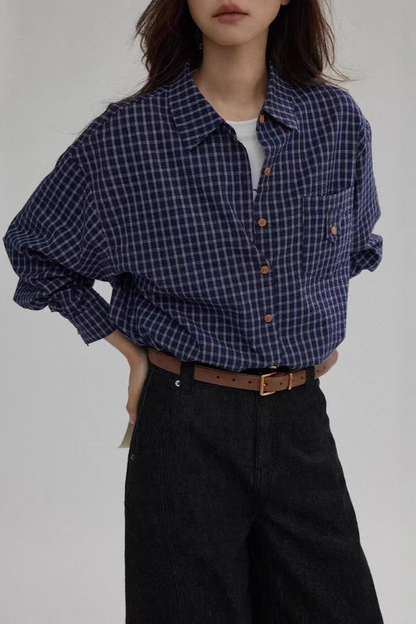Plaid Relaxed Fit Versatile Premium Elegance Blouse