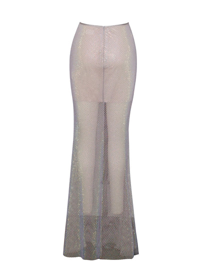 Gloria Mesh Stylish Rhinestone Maxi Skirt