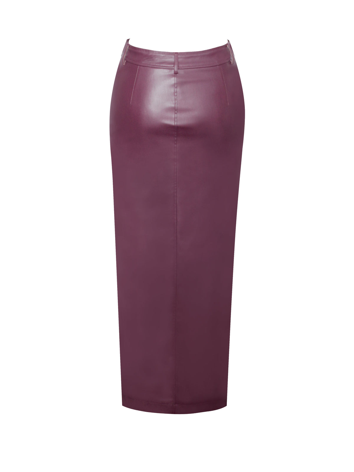 Noya Purple Front Charming Slit Vegan Leather Skirt