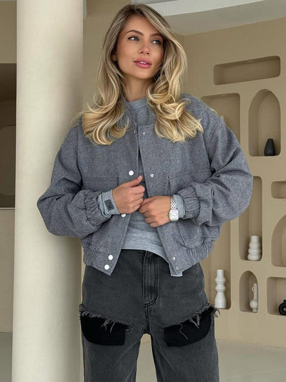 Cropped Outerwear Utility Pocket Jacket