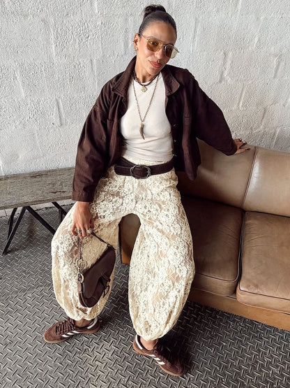 Vintage Lace Casual Pants