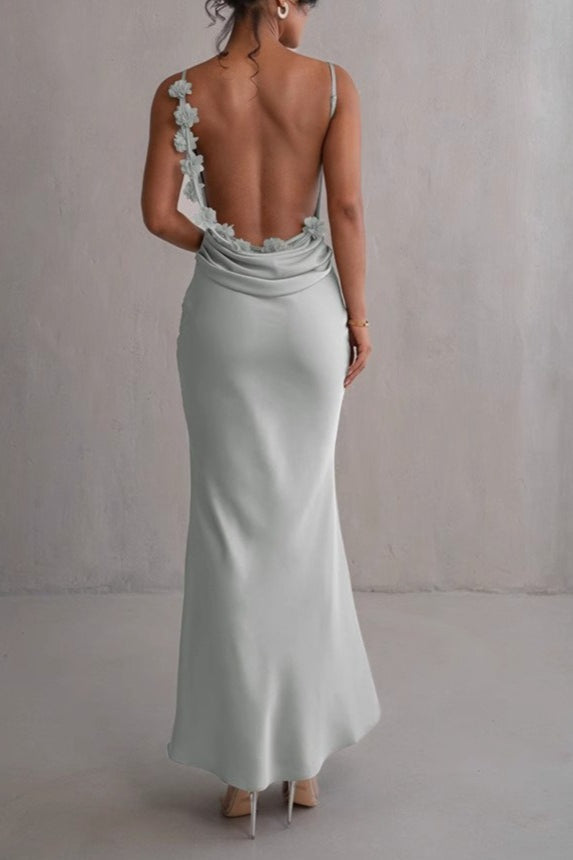 Satin Bodycon Backless Silk Dress