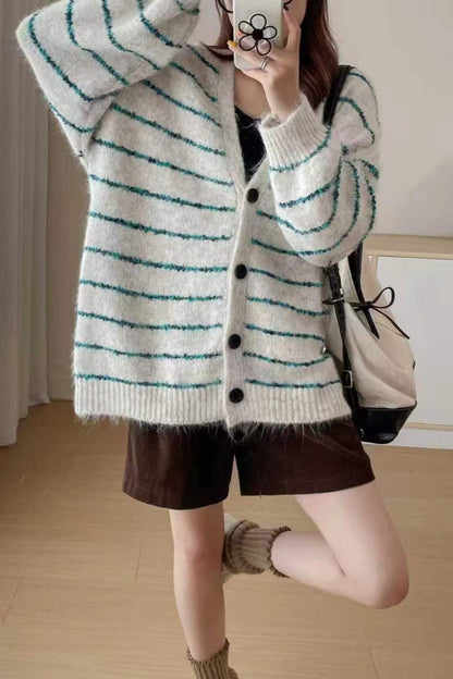 Plus Size Striped Knit Sweater