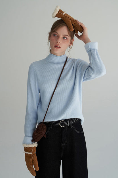 Thermal Mock Neck Solid Knit Top