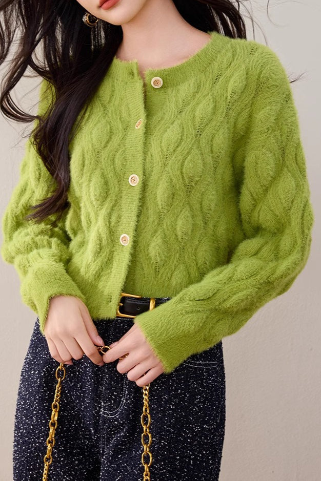 Faux Fur Cable Knit Cardigan