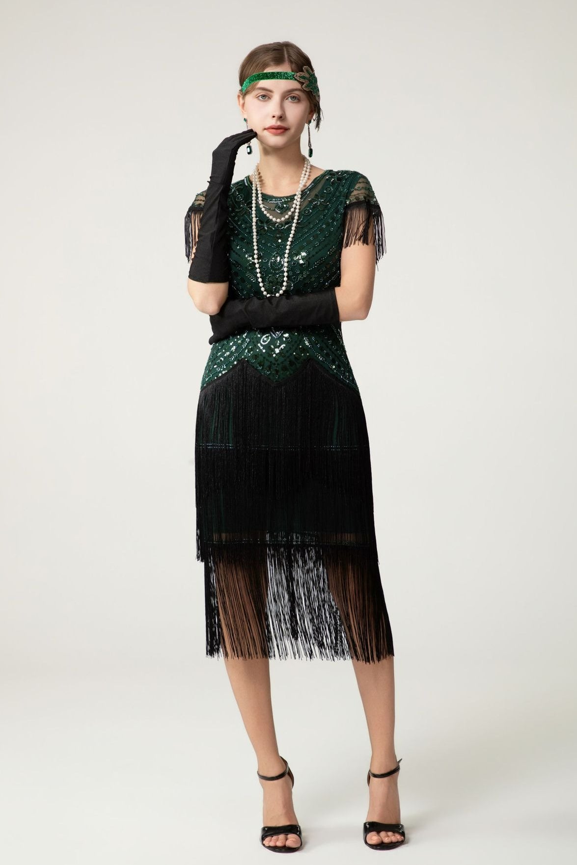 Sequin Short Sleeve Fringe Boho Dress