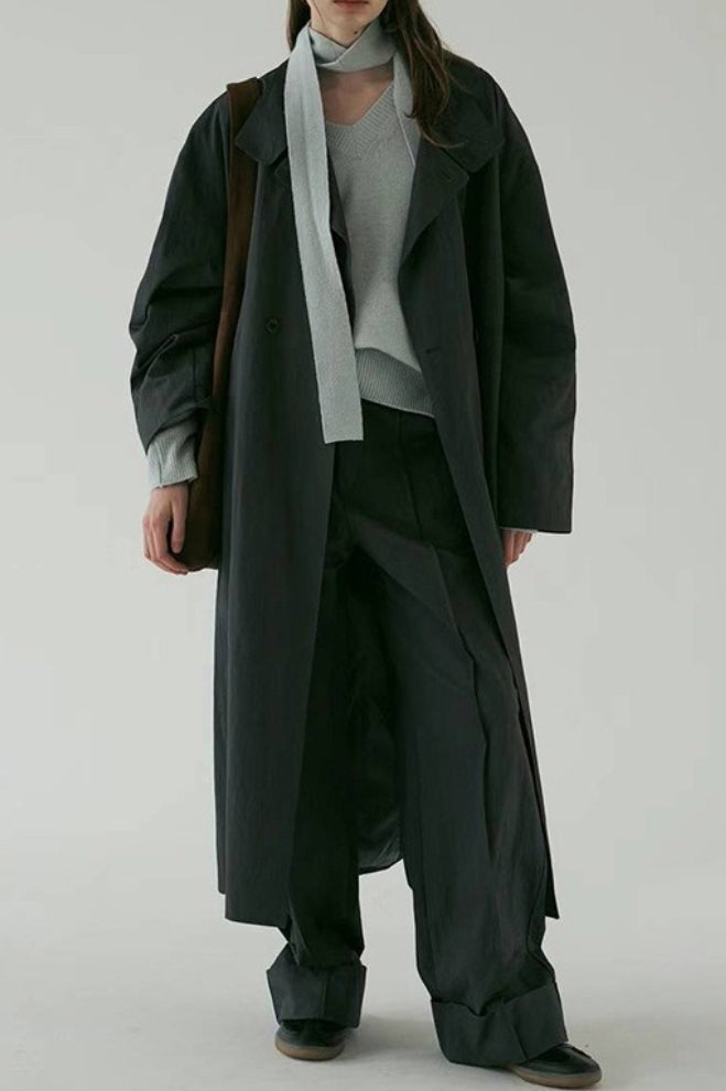 Oversized Stand Collar Long Casual Overcoat