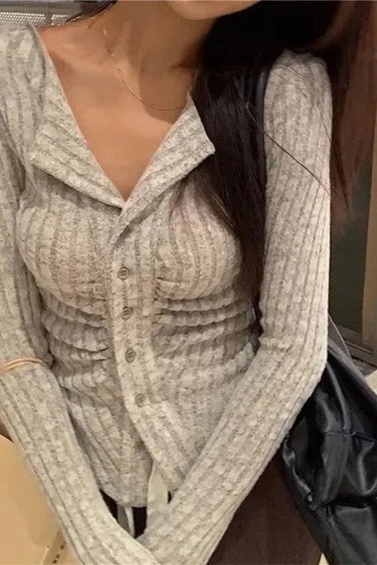 Vintage V-Collar Knit Cardigan