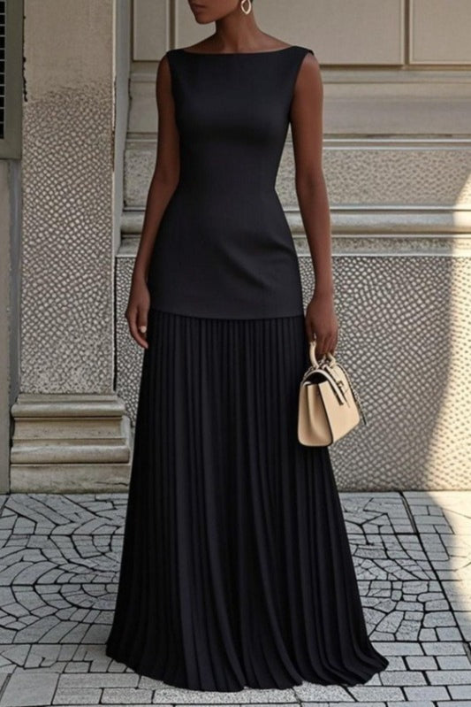 Solid Color Sleeveless Knit Slip Prom Dress