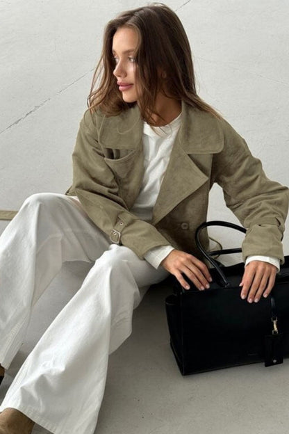 Vintage Suede Notch Collar Coat