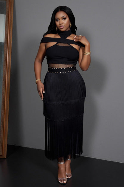 Fringe Bandage Bodycon Boho Dress