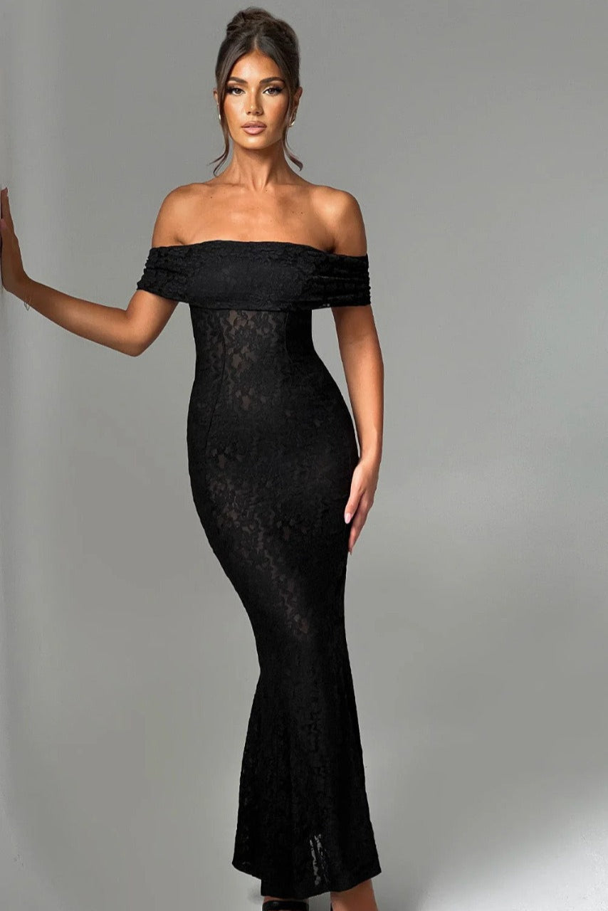 Floral Lace Backless Lace Dress
