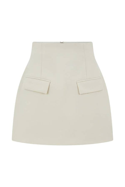 High-waisted A-line Suit Skirt with Patch Pockets