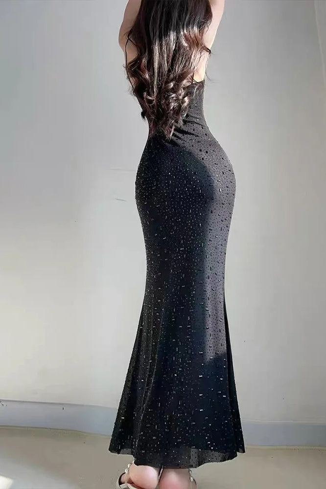 Sequin Sleeveless Spaghetti Strap Maxi Dress