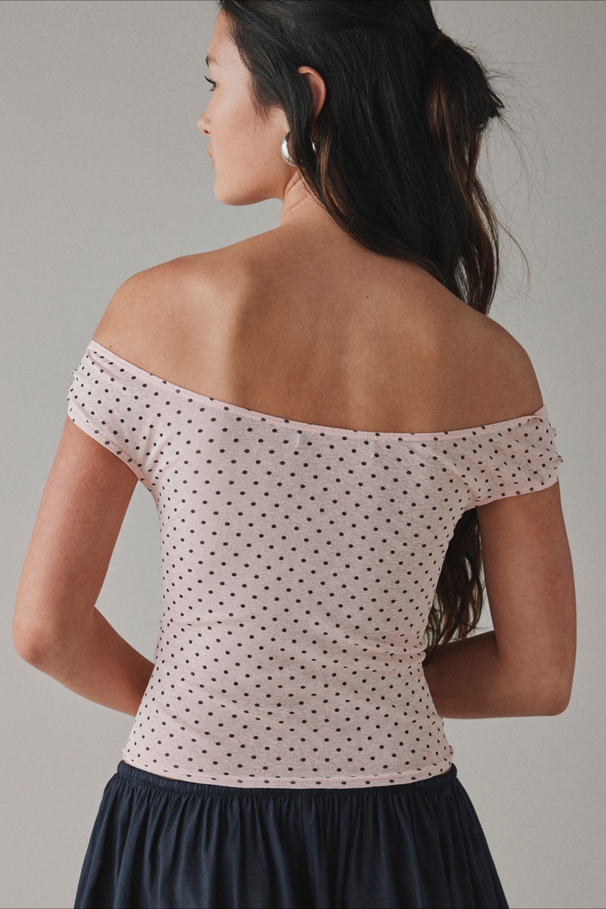 Polka Dot One Shoulder Ruched Crop Top