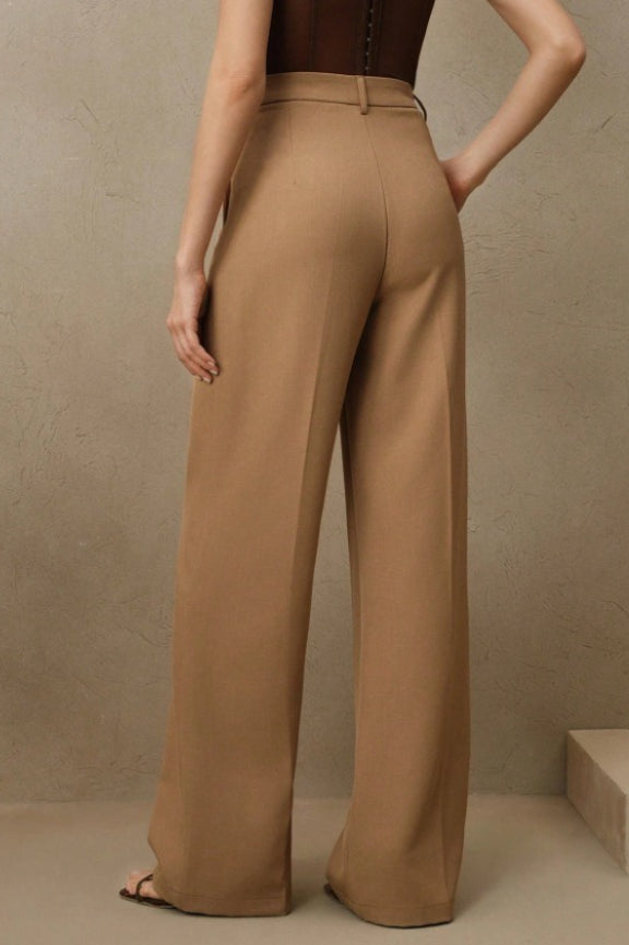 High Waist Fluid Long Straight Pants