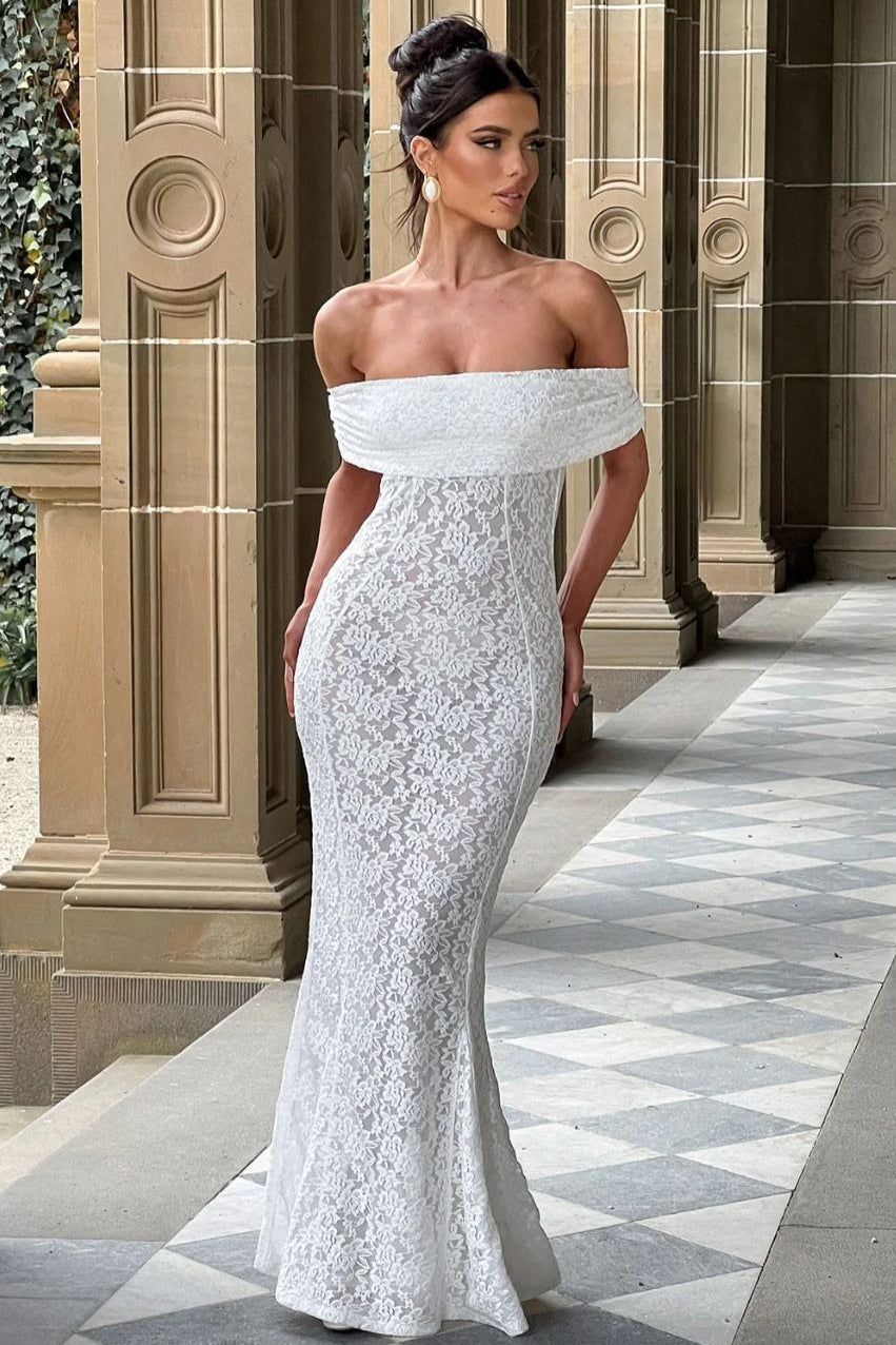 Floral Lace Backless Lace Dress