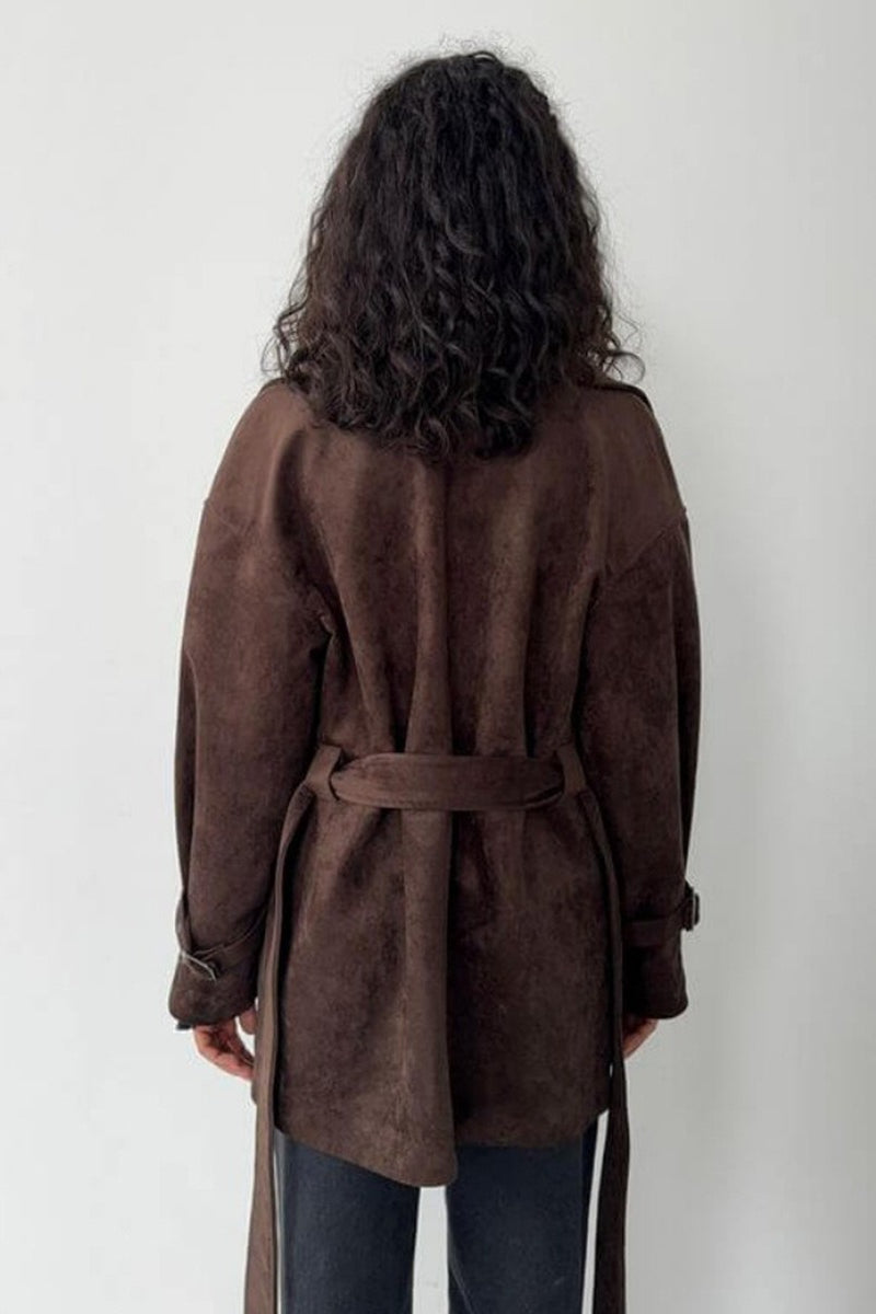 Vintage Suede Notch Collar Coat