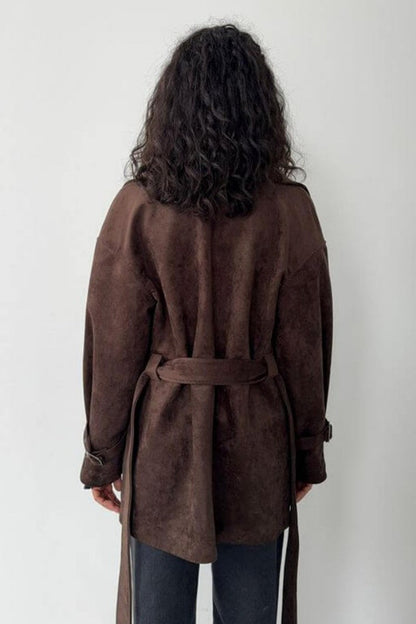 Vintage Suede Notch Collar Coat