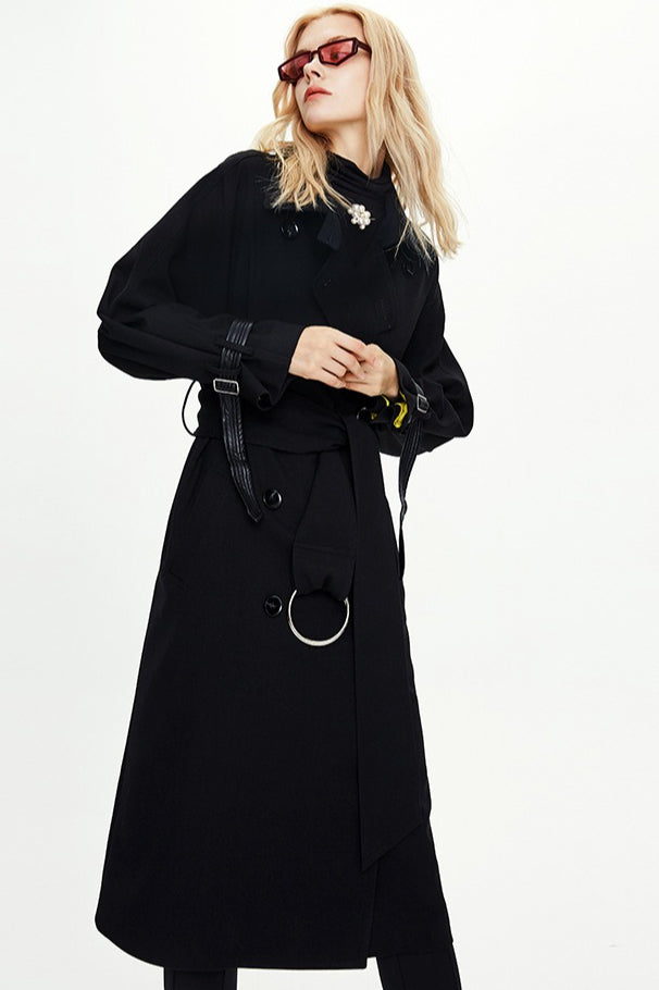 Extra Long Knee Length Ring Detail Overcoat