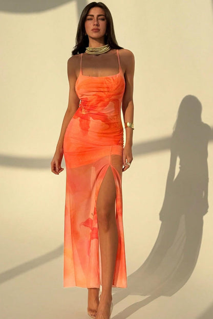 Sexy Mesh Sheer Strap Vacation Dress