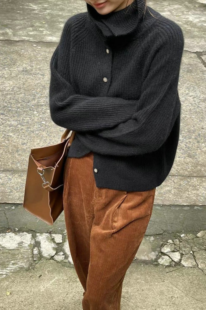 Fine Rib Single Breasted Cardigan