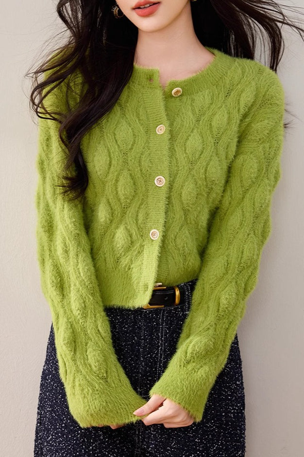 Faux Fur Cable Knit Cardigan