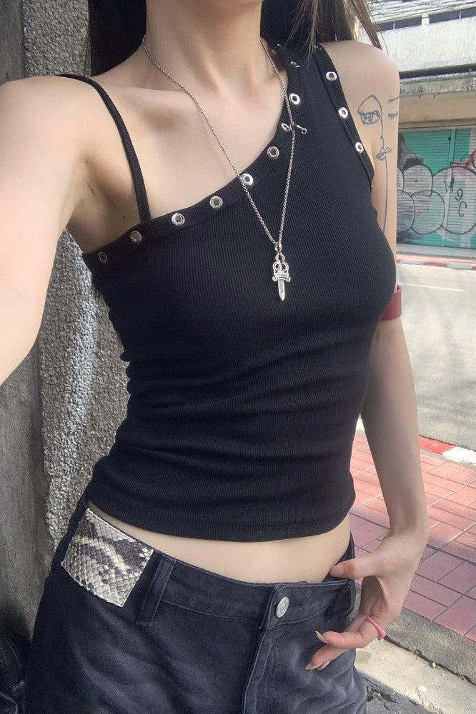 One Shoulder Sling Slinky Chic Crop Top