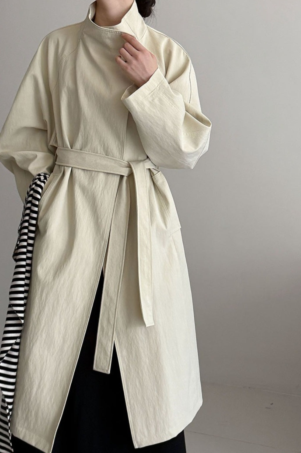 Oversized One Button Stand Collar Overcoat