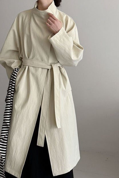 Oversized One Button Stand Collar Overcoat