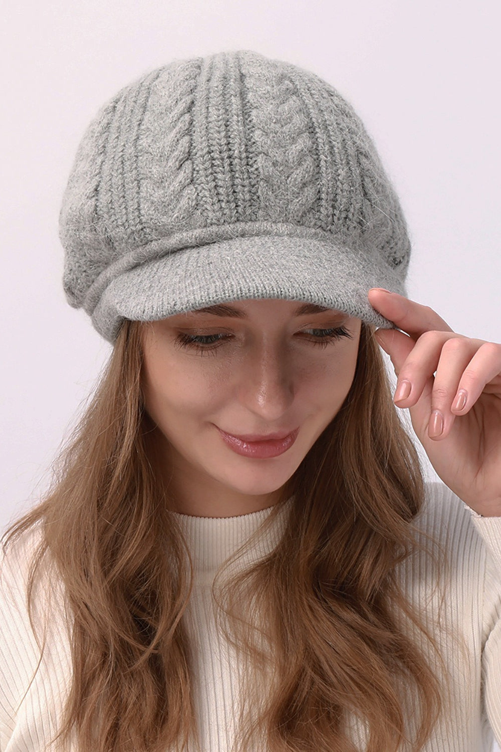 Fleece Lined Cable Knit Beret Hat