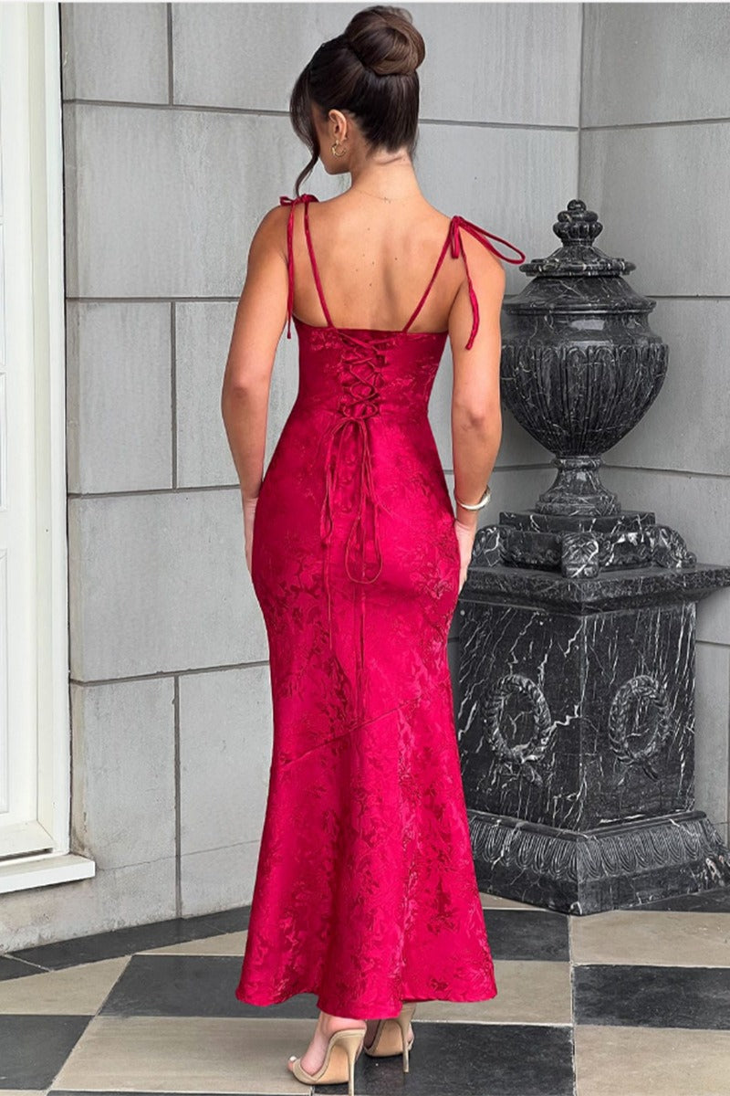 Solid Sash Backless Mermaid Formal Dress